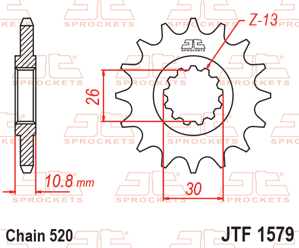Lánckerék első, 520-as lánchoz, JTF1579.