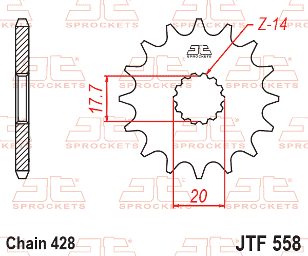 Lánckerék első, 428-as lánchoz, JTF558.20