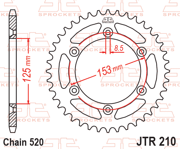 Lánckerék hátsó, 520-as lánchoz, JTR210.49SC