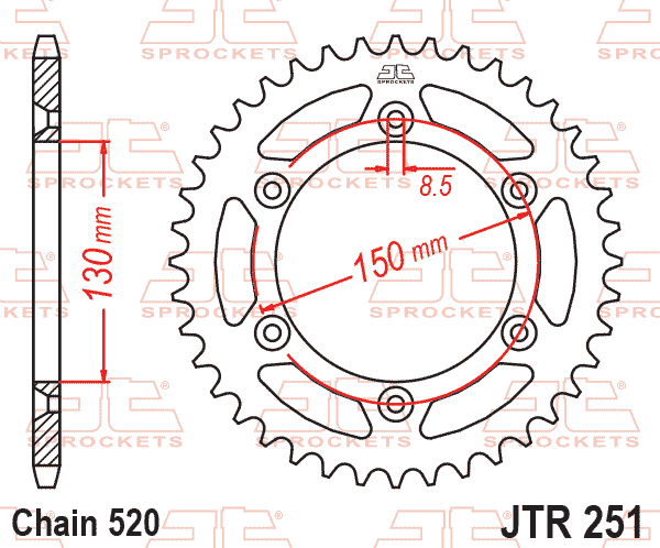 Lánckerék hátsó, 520-as lánchoz, JTR251.50SC