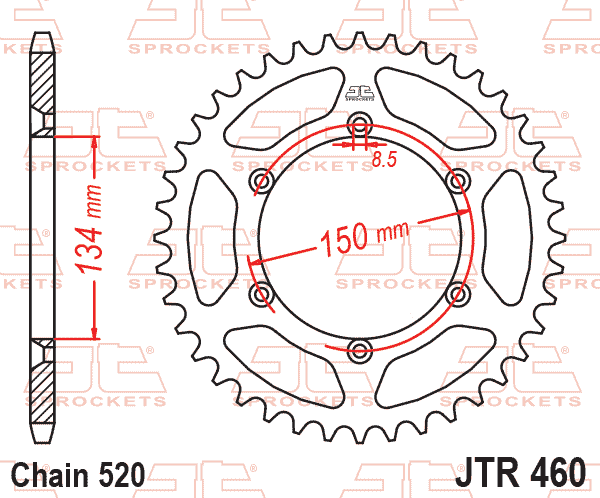 Lánckerék hátsó, 520-as lánchoz, JTR460.47