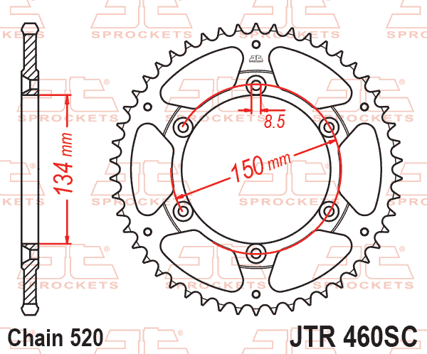 Lánckerék hátsó, 520-as lánchoz, JTR460.48SC