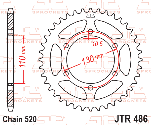 Lánckerék hátsó, 520-as lánchoz, JTR486.46