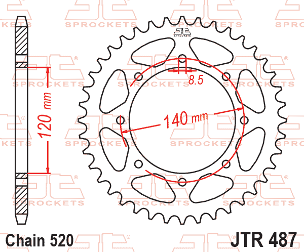 Lánckerék hátsó, 520-as lánchoz, JTR487.47