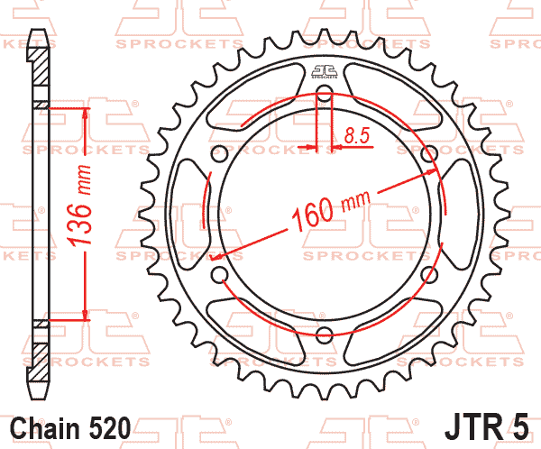 Lánckerék hátsó, 520-as lánchoz, JTR5.46