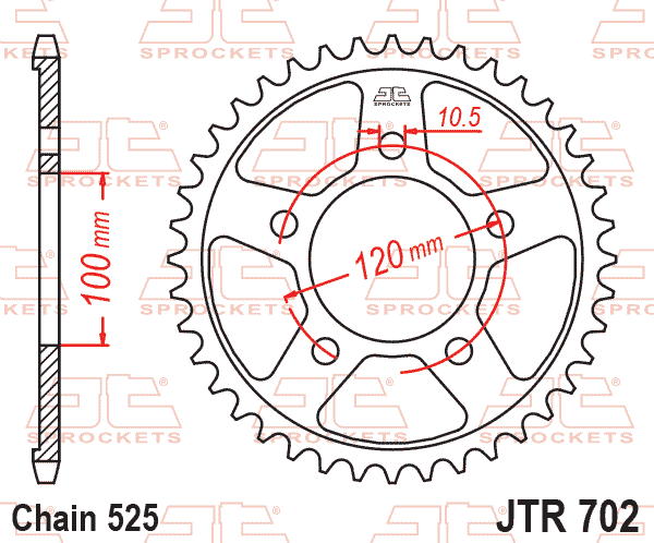Lánckerék hátsó, 525-ös lánchoz, JTR702.46