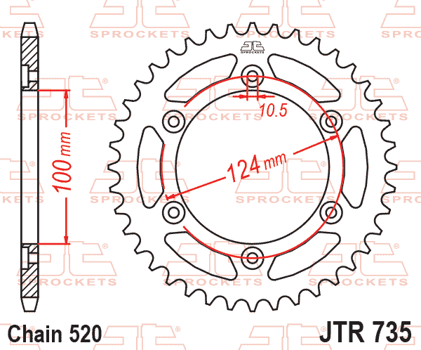 Lánckerék hátsó, 520-as lánchoz, JTR735.44