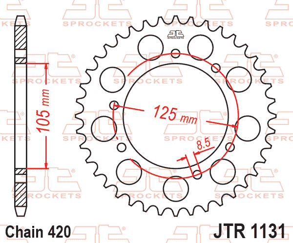 Lánckerék hátsó, 420-as lánchoz, JTR1131.65