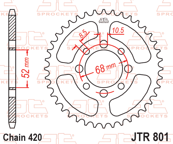Lánckerék hátsó, 420-as lánchoz, JTR801.51