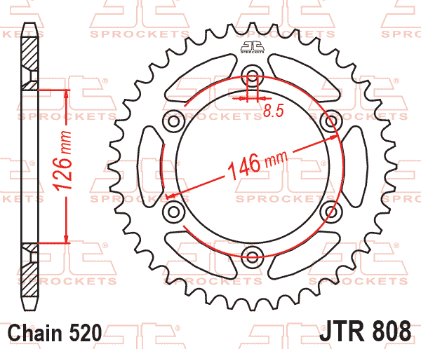 Lánckerék hátsó, 520-as lánchoz, JTR808.47ZBK