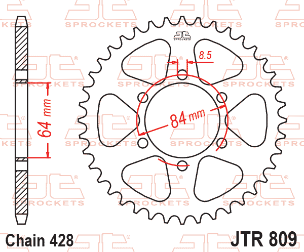 Lánckerék hátsó, 428-as lánchoz, JTR809.51