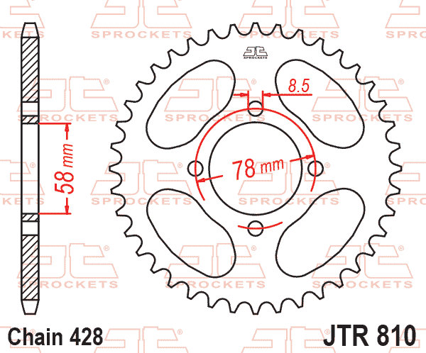 Lánckerék hátsó, 428-as lánchoz, JTR810.47