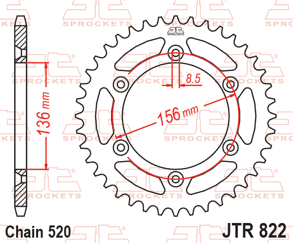 Lánckerék hátsó, 520-as lánchoz, JTR822.49