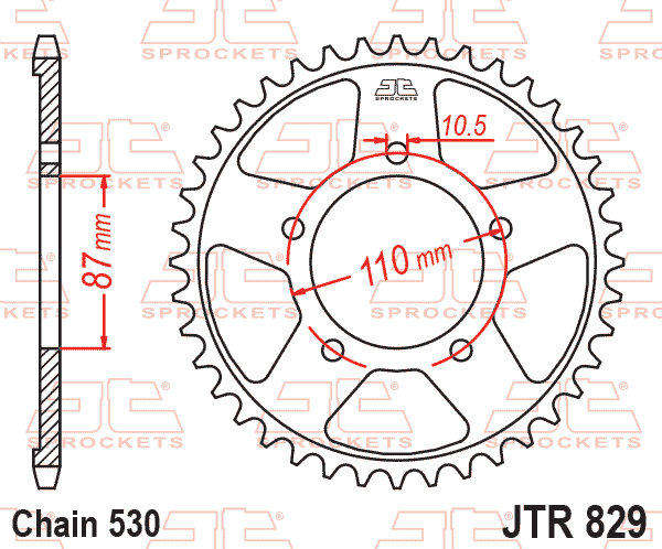 Lánckerék hátsó, 530-as lánchoz, JTR829.48