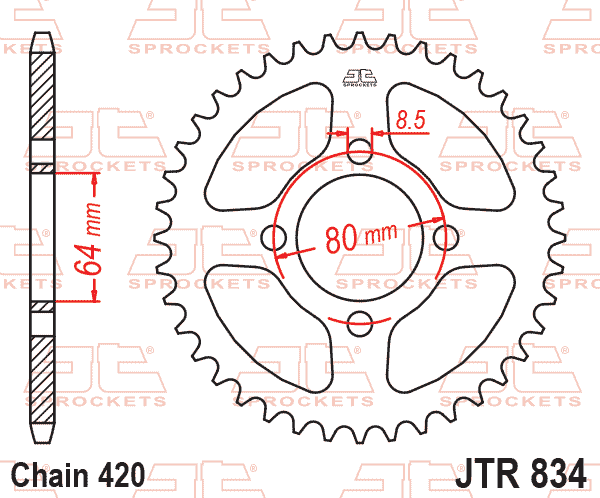 Lánckerék hátsó, 420-as lánchoz, JTR834.41
