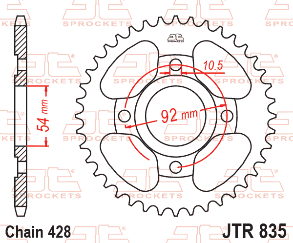 Lánckerék hátsó, 428-as lánchoz, JTR835.47
