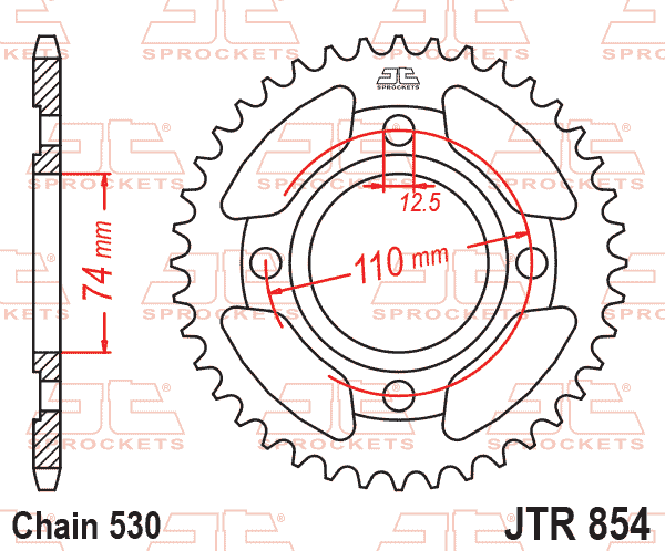 Lánckerék hátsó, 530-as lánchoz, JTR854.43