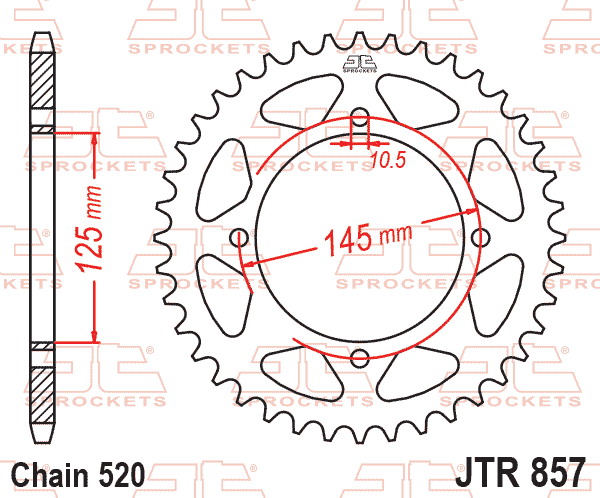 Lánckerék hátsó, 520-as lánchoz, JTR857.43