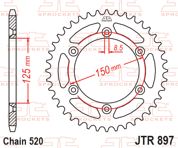 Lánckerék hátsó, 520-as lánchoz, JTR897.42SC