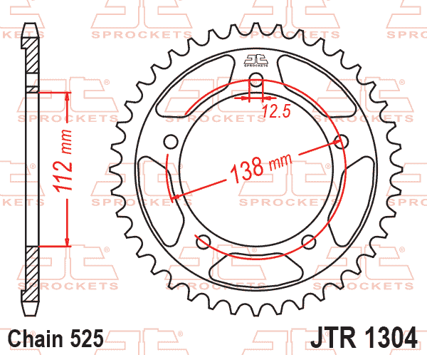 Lánckerék hátsó, 525-ös lánchoz, JTR1304.43ZBK