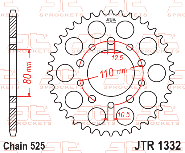 Lánckerék hátsó, 525-ös lánchoz, JTR1332.41