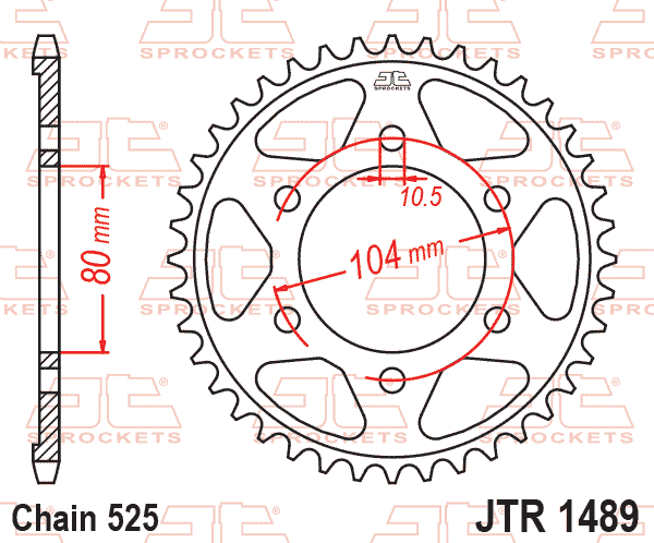 Lánckerék hátsó, 525-ös lánchoz, JTR1489.42ZBK