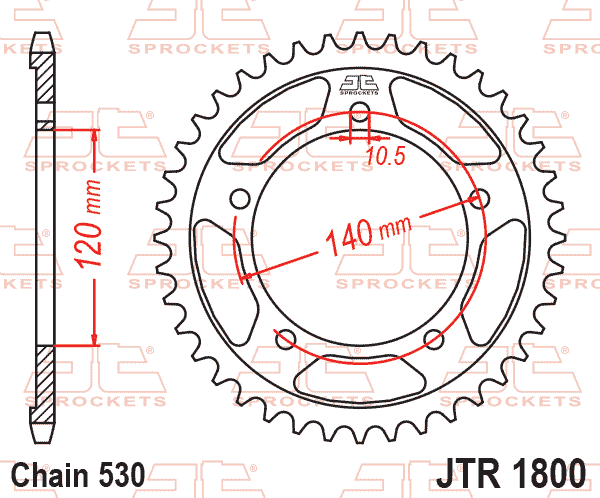 Lánckerék hátsó, 530-as lánchoz, JTR1800.43
