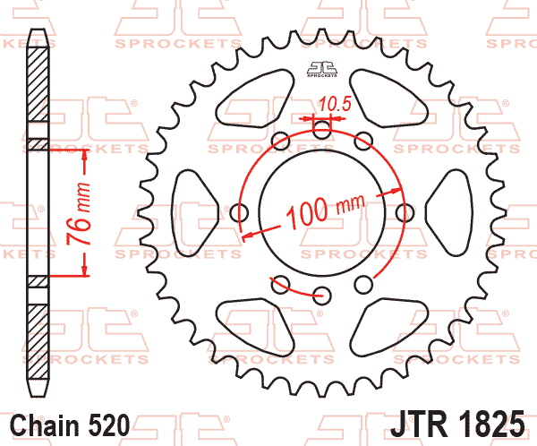Lánckerék hátsó, 520-as lánchoz, JTR1825.41