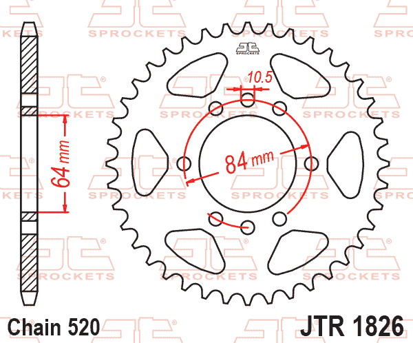 Lánckerék hátsó, 520-as lánchoz, JTR1826.41