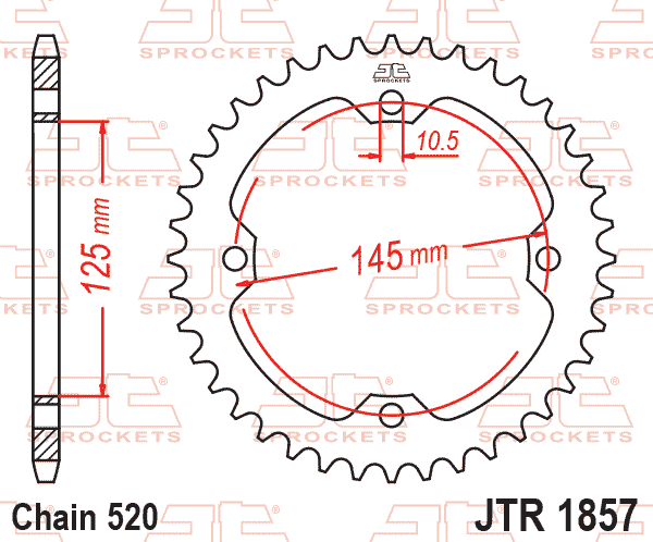 Lánckerék hátsó, 520-as lánchoz, JTR1857.40