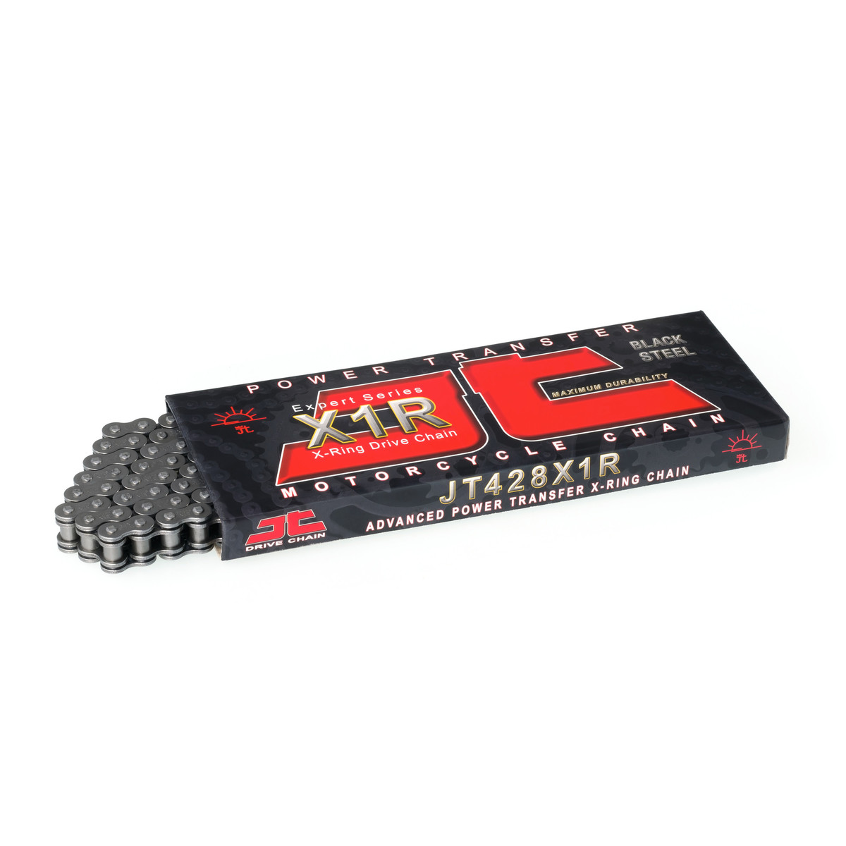 Lánc JTC428X1R/136, 35LE-ig, 428-as 136-szemes, X gyűrűs, patentszemes, fekete, Road, Off Road, Cross, ATV