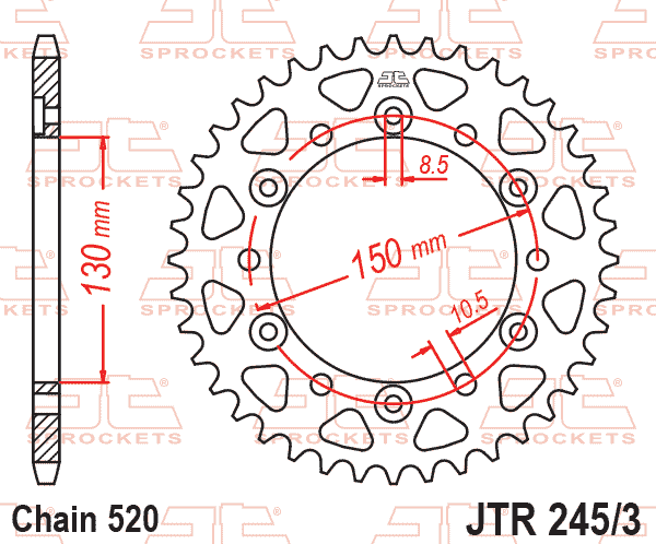 Lánckerék hátsó, 520-as lánchoz, JTR245/3.