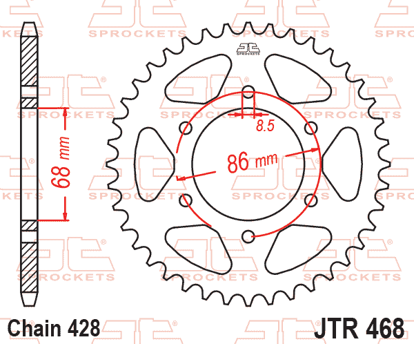 Lánckerék hátsó, 428-as lánchoz, JTR468.
