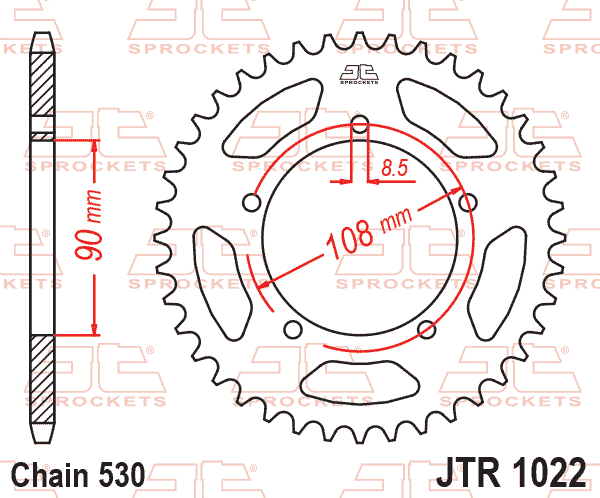 Lánckerék hátsó, 530-as lánchoz, JTR1022.