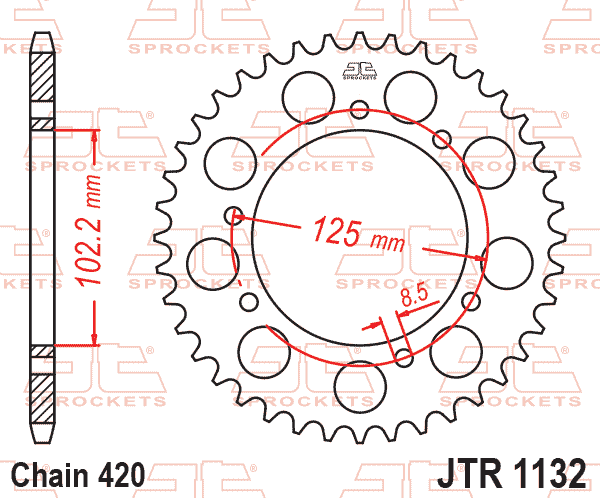 Lánckerék hátsó, 420-as lánchoz, JTR1132.