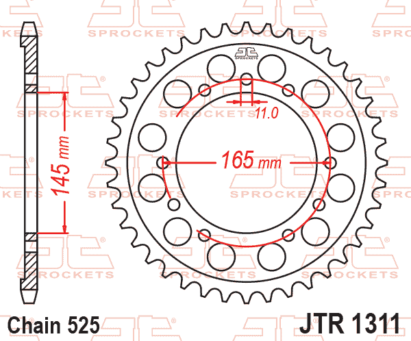 Lánckerék hátsó, 525-ös lánchoz, JTR1311.