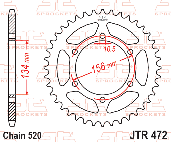 Lánckerék hátsó, 520-as lánchoz, JTR472.