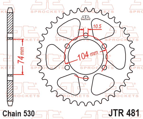 Lánckerék hátsó, 530-as lánchoz, JTR481.