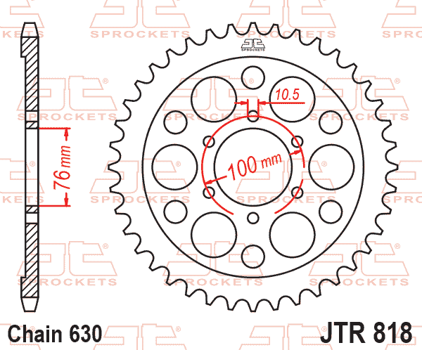 Lánckerék hátsó, 630-as lánchoz, JTR818.