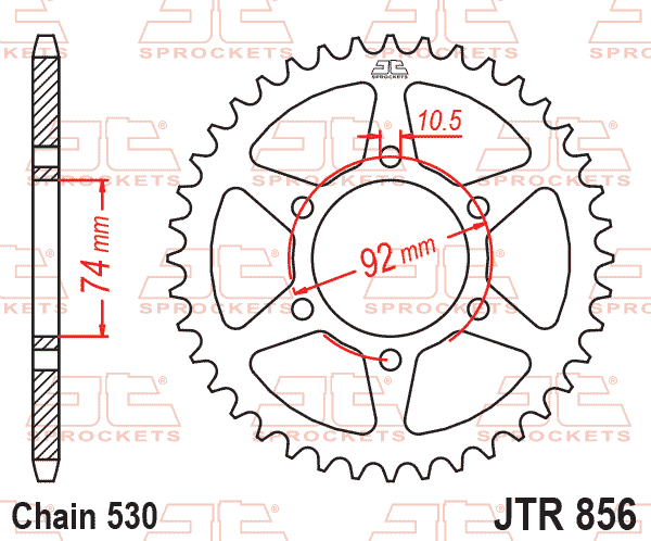 Lánckerék hátsó, 530-as lánchoz, JTR856.