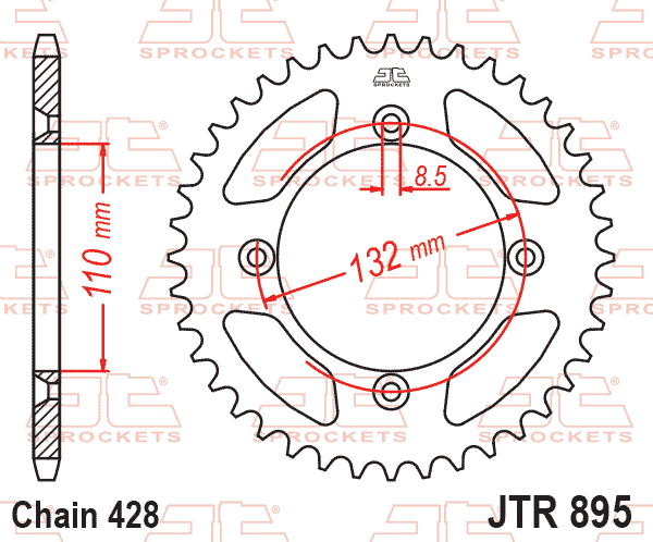 Lánckerék hátsó, 428-as lánchoz, JTR895.