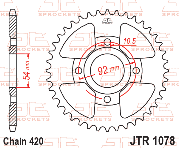 Lánckerék hátsó, 420-as lánchoz, JTR1078.