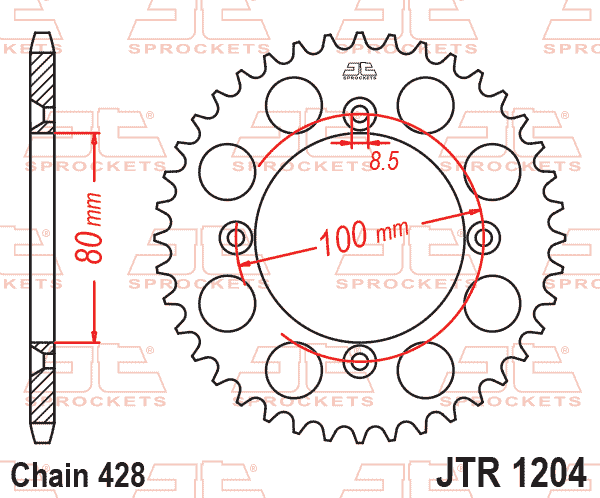 Lánckerék hátsó, 428-as lánchoz, JTR1204.