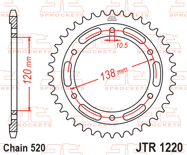Lánckerék hátsó, 520-as lánchoz, JTR1220.