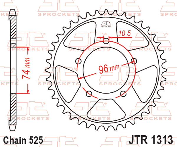 Lánckerék hátsó, 525-ös lánchoz, JTR1313.