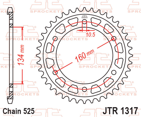 Lánckerék hátsó, 525-ös lánchoz, JTR1317.