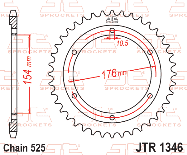 Lánckerék hátsó, 525-ös lánchoz, JTR1346.