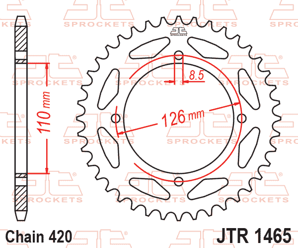 Lánckerék hátsó, 420-as lánchoz, JTR1465.