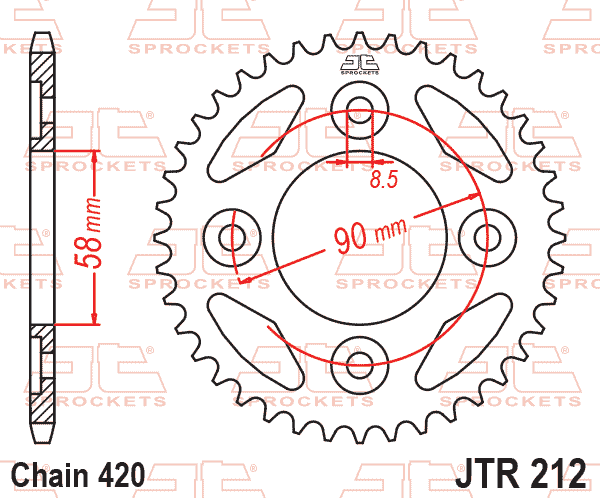 Lánckerék hátsó, 420-as lánchoz, JTR212.