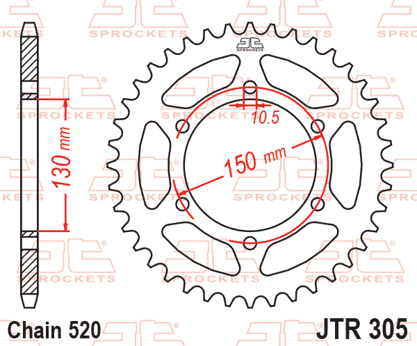 Lánckerék hátsó, 520-as lánchoz, JTR305.